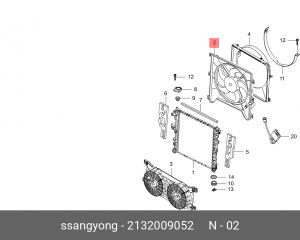 Вентилятор SSANGYONG Actyon (06-),Kyron (07-) охлаждения электрический в сборе O 2132009052 SSANG YONG