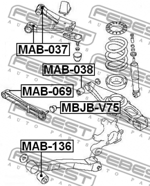 Сайлентблок задн продольного рычага MITSUBISHI PAJERO 06- MAB-136 MAB-136 FEBEST