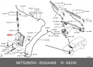 Бачок омывателя MITSUBISHI Pajero Sport (19-) стекла ветрового OE 8260A468 MITSUBISHI
