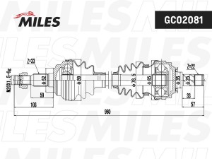 Привод в сборе правый OPEL ASTRA 1.4-1.7D 98-09 (GKN 304415) GC02081 GC02081 MILES