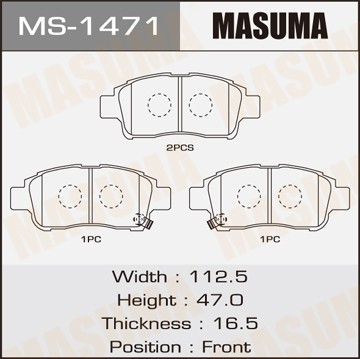 колодки дисковые п.!\ Toyota Yaris 1.0i/1.3i/1.5WTi/1.4D 99-01 MS1471 MASUMA