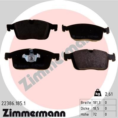 Колодки тормозные VOLVO XC60 (16-) передние (4шт.) ZIMMERMANN 22386.185.1 ZIMMERMANN