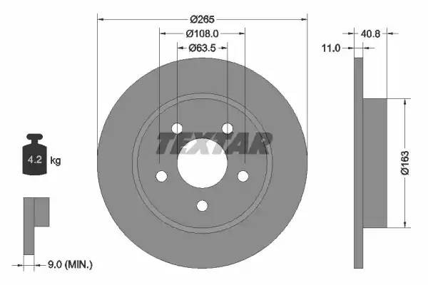 92133703 диск тормозной задний!\ Ford Focus 1.4-2.0/TDCi 04> 92133703 TEXTAR