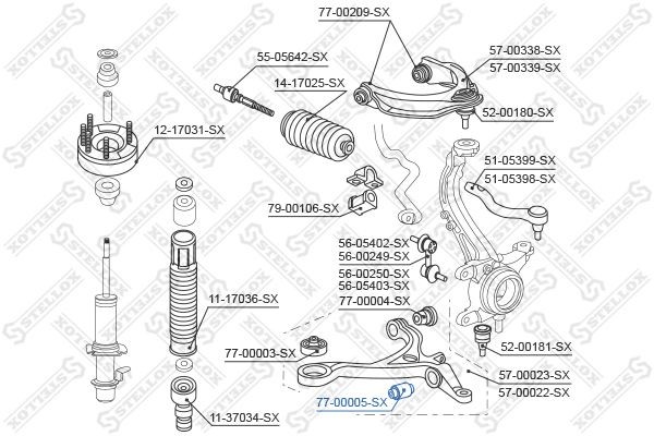 сайлентблок рычага пер.!\ Honda Accord 2.0-2.4/2.2CTDi 03> 77-00005-SX STELLOX