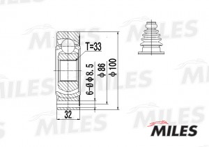 ШРУС внутренний AUDI 80/VW G1/G2/G3/PASSAT/POLO 1.6-2.8 82-01 (GKN 302247) GA100 GA10007 MILES