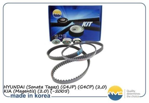 Комплект ГРМ (ремень ГРМ+ремень баланс.+три ролика) HYUNDAI Sonata Tagaz, G4JP,  AMD.KITBR15 AMD