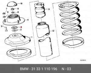 шайба подвески! пылезащитная\ BMW E21/30/34/36/39/28/46 88> 31 33 1 110 196 BMW