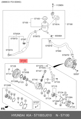 Насос гидроусилителя HYUNDAI ix55 (08-) (3.8) OE 571003J010 HYUNDAI KIA