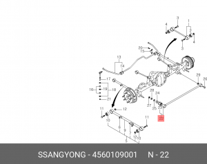 Рычаг подвески SSANGYONG Actyon Sports (12-),Kyron (05-),Rexton (06-) задней поп 4560109001 SSANG YONG