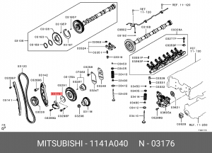 натяжитель цепи ГРМ!\ Mitsubishi L200 18> 1141A040 MITSUBISHI