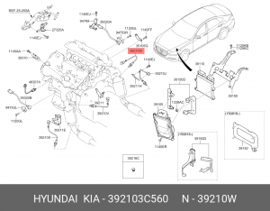 Датчик кислорода HYUNDAI Genesis (14-) передний правый OE 392103C560 HYUNDAI KIA