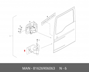 петля двери! левой нижняя\MAN TGA M-L-LX/TGL/TGM/TGS/TGX 81626906063 MAN
