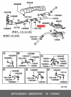 Гайка MITSUBISHI крепления глушителя OE MITSUBISHI MB059359 MITSUBISHI