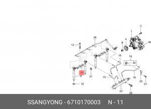 Кронштейн SSANGYONG Actyon (10-),Actyon Sport (12-),Rexton (12-) (D20) форсунки  6710170003 SSANG YONG