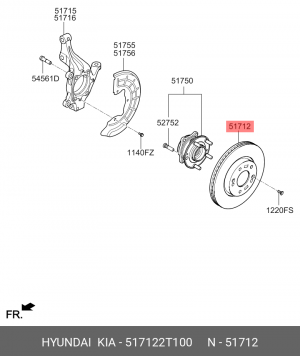 Диск тормозной HYUNDAI i40 (11-),ix35 (13-) KIA Optima (11-) (R17) передний (1шт 51712-2T100 HYUNDAI KIA