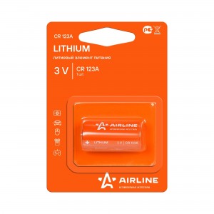 Батарейка CR123A "AIRLINE" (литиевая, 3V, для брелоков сигнализаций) (1 шт.) CR123A-01 AIRLINE
