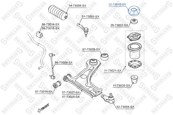 опора амортизатора переднего!\ Daewoo Lacetti 04> 12-73015-SX STELLOX