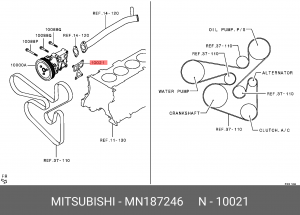 Прокладка MITSUBISHI Outlander насоса водяного OE MN187246 MITSUBISHI