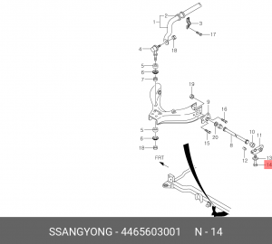 Болт SSANGYONG Korando (96-) торсиона регулировочный OE 4465603001 SSANG YONG