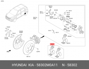 Колодки тормозные HYUNDAI Creta (16-) задние (4шт.) OE 58302M0A11 HYUNDAI KIA
