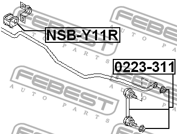 втулка стабилизатора заднего!\ Nissan Liberty M12 <99 NSB-Y11R FEBEST