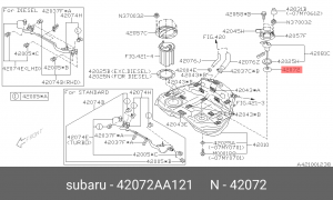 Фильтр топливный грубой очистки SUBARU 42072--AA121 42072AA121 SUBARU
