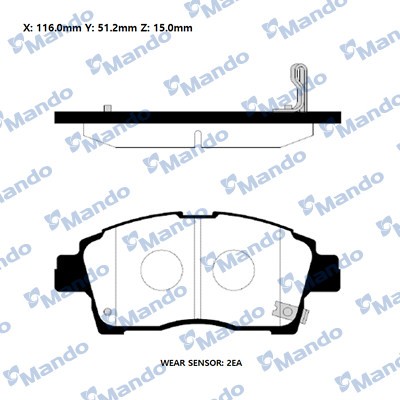 Колодки тормозные TOYOTA Corolla (02-),Yaris,Prius (00-) передние (4шт.) MANDO MPT03 MANDO