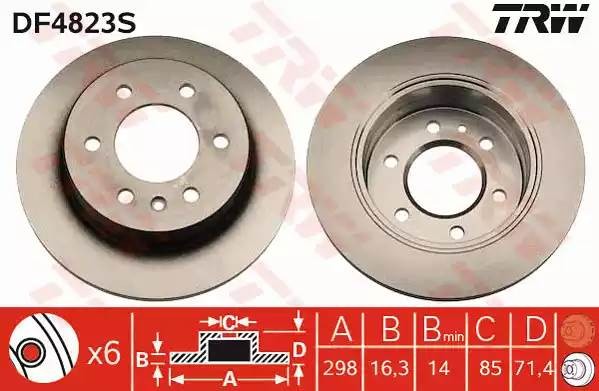 Диск тормозной VW Crafter (06-) MERCEDES Sprinter (06-) задний (1шт.) TRW DF4823S TRW