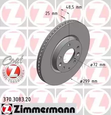 диск тормозной !перед. 299x25/48-5x114 \ Mazda 6 Gh 1.8/2.0/2.0D/2.2D/2.5 07> 370.3083.20 ZIMMERMANN