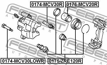 Втулка направляющая тормозного суппорта TOYOTA CAMRY (JPP) SXV2,MCV2 1996.08-200 0174-MCV30R FEBEST