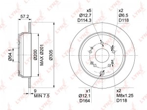 Диск тормозной задний (304,5x9) подходит для HONDA CR-V II 2.0-2.4 01-06 BN-1030 BN-1030 LYNXAUTO