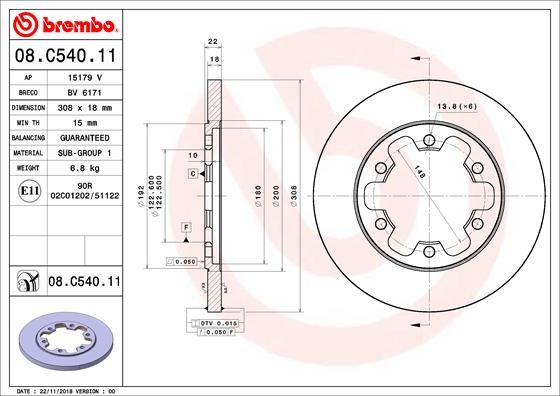 Диск тормозной 08.C540.11 08.C540.11 BREMBO