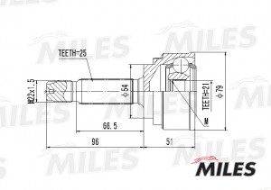 ШРУС наружный MITSUBISHI COLT 1.5-95-05 (с ABS) (GSP 839121) GA20256 GA20256 MILES