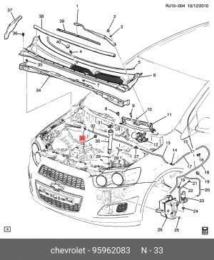 Жиклер CHEVROLET Aveo омывателя стекла ветрового OE 95962083 GENERAL MOTORS