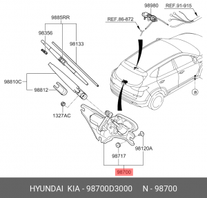 98700D3000 Мотор стеклоочистителя HYUNDAI TUCSON 15- задний 98700D3000 MOBIS