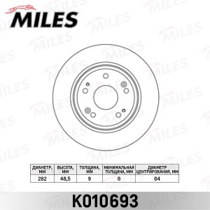 Диск тормозной задний D282мм. HONDA ACCORD 08- (TRW DF4982) K010693 K010693 MILES