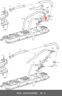 Клапан VW Passat (03-05) AUDI A4 (01-09) SKODA Superb (02-08) рециркуляции карте 035 103 245 G VAG
