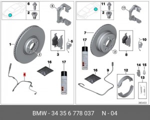 Датчик износа тормозных колодок BMW 7 (E65,E66) передний OE 34 35 6 778 037 BMW