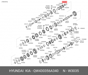 Подшипник КПП HYUNDAI HD120 (KH10) вала вторичного игольчатый OE QW430356A340 HYUNDAI KIA