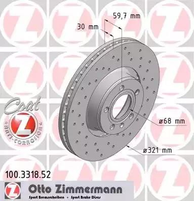 диск тормозной !Sport перед. 321x30/60-5x112 \ Audi A6 3.2/2.7TDi 04> 100.3318.52 ZIMMERMANN