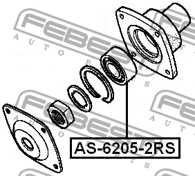 Подшипник шариковый (25x52x15) AS-6205-2RS AS-6205-2RS FEBEST