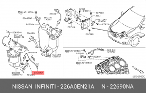 Датчик кислородный задний 226A0-EN21A 226A0-EN21A NISSAN