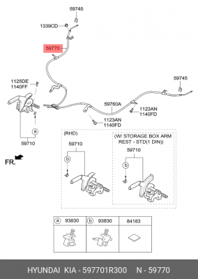 ТРОС РУЧНИКА ПРАВЫЙ (ДИСК) 59770-1R300 597701R300 HYUNDAI KIA