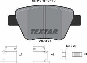 Колодки тормозные VW Caddy (10-) задние (4шт.) TEXTAR 2456301 TEXTAR