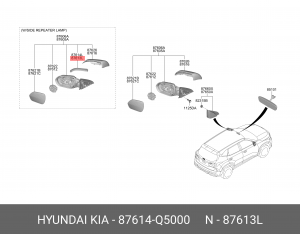 Повторитель поворота KIA Seltos (19-) левый (в зеркало) OE 87614Q5000 HYUNDAI KIA