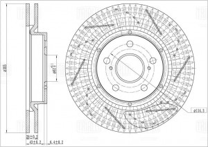 Диск торм. Toyota Camry (18-)/RAV4 (18-) перед. d=305 (перф/слот/окраш) (DF 5200 DF 5200S TRIALLI