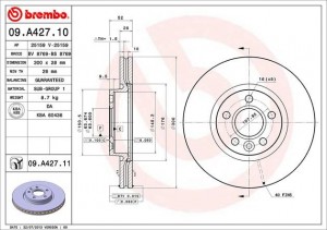 Диск тормозной 09.A427.11 09A42711 BREMBO