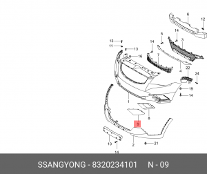 Заглушка SSANGYONG Actyon (10-) фары противотуманной правой OE 8320234101 SSANG YONG