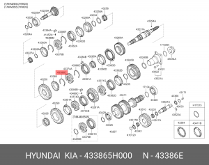 Кольцо стопорное HYUNDAI HD65,72 КПП-M3S5 синхронизатора 2,3-й передачи OE 433865H000 HYUNDAI KIA