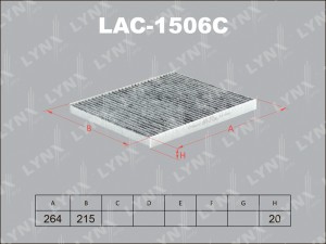 фильтр салона! угольный\ Fiat Punto 03>, Opel Corsa 06> LAC-1506C LYNXAUTO